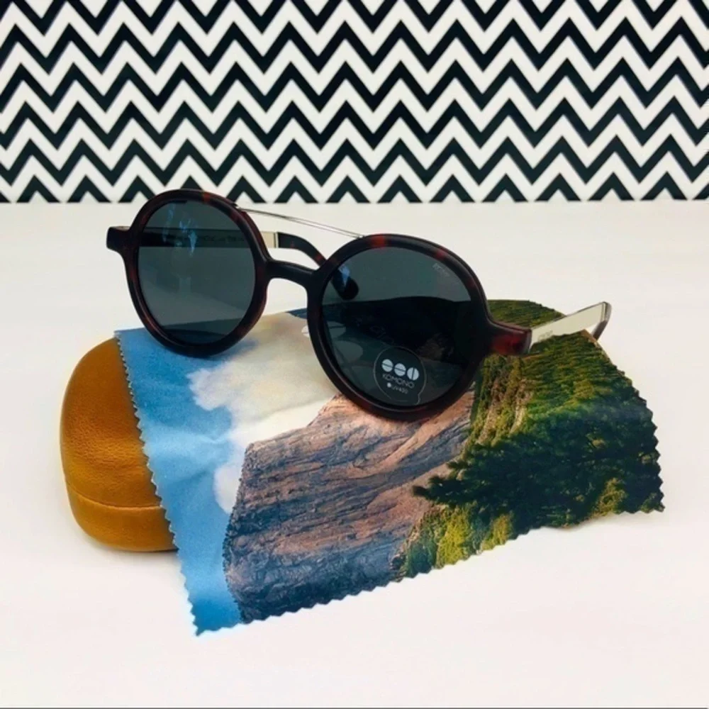 KOMONO Vivien Tortoise Silver Sunglasses NEW round red metal